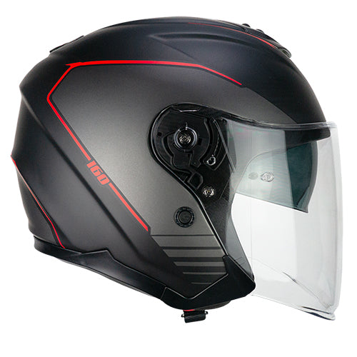 Casco da moto jet CGM 160G Jad Ride Nero / Rosso Opaco