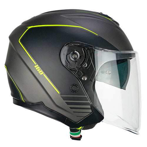 Casco da moto jet CGM 160G Jad Ride Giallo grafite / Fluorescente opaco