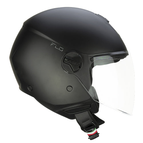 Casco da moto CGM 167A Flo Mono Jet Face, lungo, nero opaco