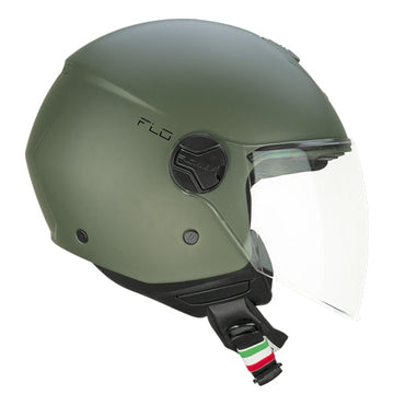 Casco da moto CGM 167A Flo Mono Jet Face lungo verde opaco