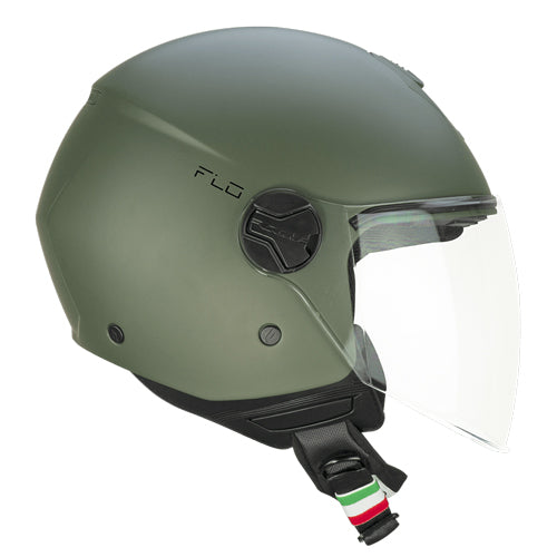 Casco da moto CGM 167A Flo Mono Jet Face lungo verde opaco