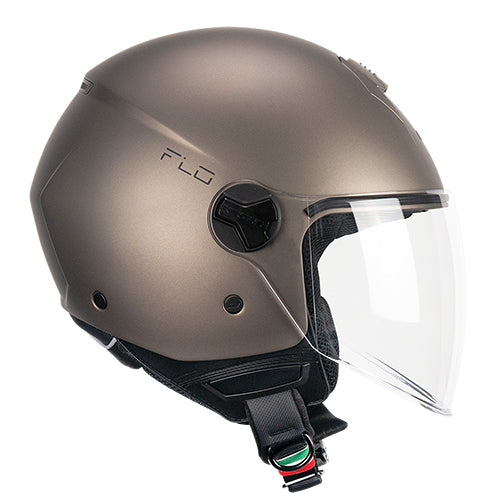 Casco da moto CGM 167A Flo Mono Jet Face, lungo satinato, grigio colomba