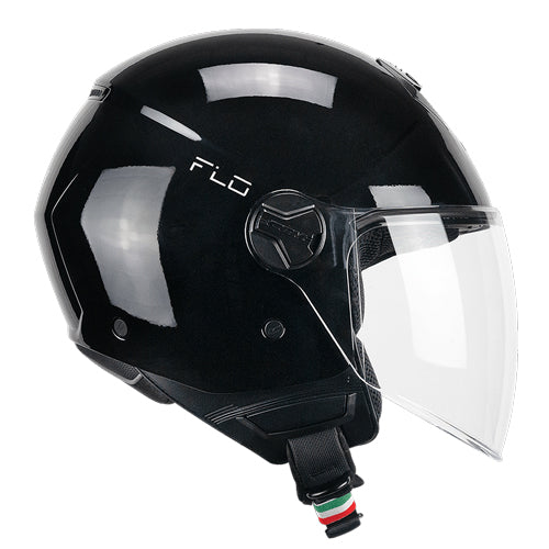Casco da moto CGM 167A Flo Mono Jet Face, lungo, nero