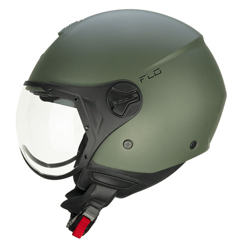 Casco da moto CGM 167A Flo Mono Open Face sagomato verde opaco