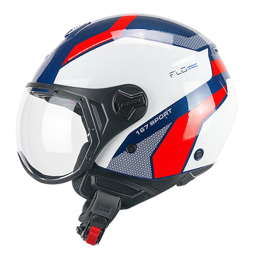Casco da moto CGM 167D Flo Sport Open Face Blu Bianco Rosso Sagomato