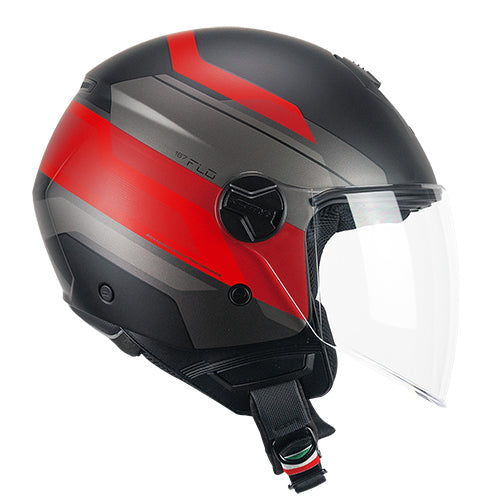 Casco da moto CGM 167K Flo City Jet Face lungo nero opaco rosso