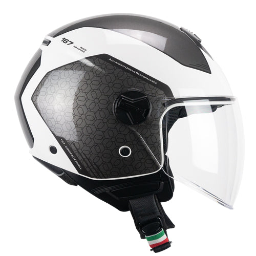 Casco da moto jet CGM 167l Flo Bico Bianco Grigio Lungo