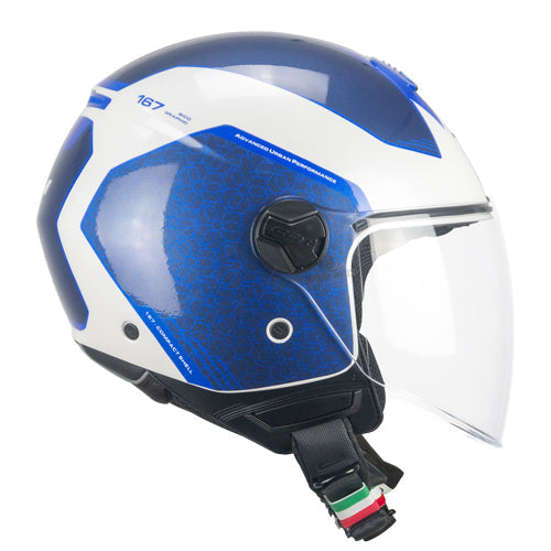 Casco da moto jet CGM 167L Flo Bico Bianco Blu Lungo