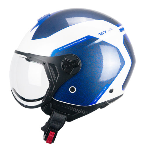 Casco da moto CGM 167L Flo Bico Open Face Bianco Blu Sagomato
