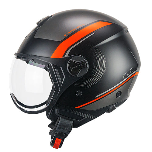 Casco da moto CGM 167M Flo Dot Open Face Nero Arancione Fluorescente Opaco Sagomato 