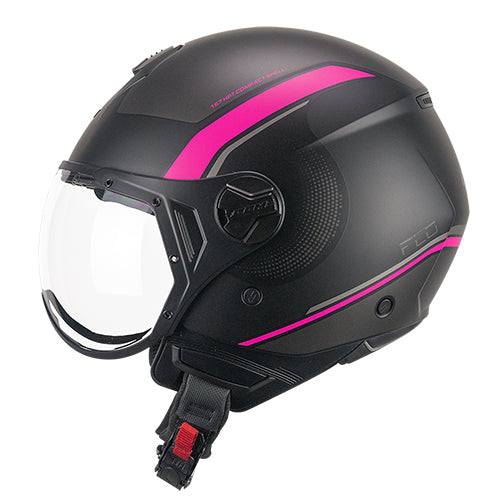 Casco da moto CGM 167M Flo Dot Open Face Nero Fucsia Fluorescente Opaco Sagomato 