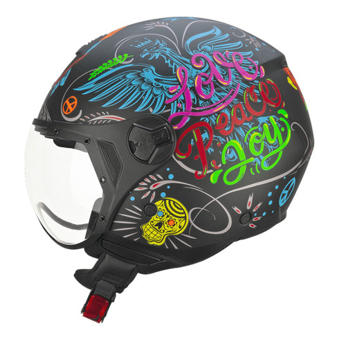 Casco da moto CGM 167S Flo Joy Open Face Nero / Blu / Verde Opaco Contoured