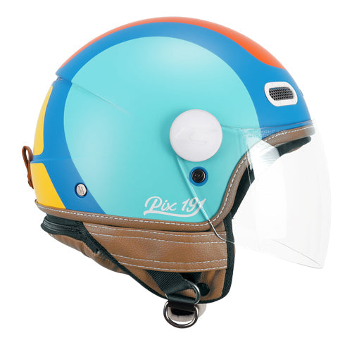 Casco da moto jet CGM 191G Pix Sprint Celeste Orange Long Op.