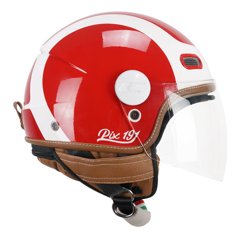 Casco da moto CGM 191G Pix Sprint Jet Face Rosso Bianco Lungo