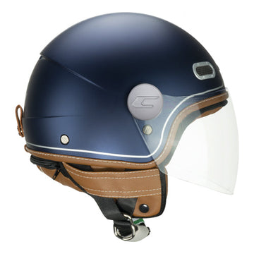 Casco da moto CGM 191V Pix Vintage Open Face Blu/Argento Satinato Lungo