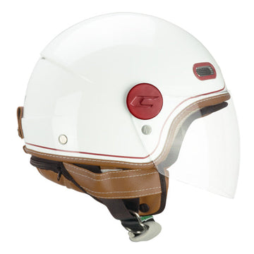 Casco da moto CGM 191V Pix Vintage Open Face Bianco Bordeaux Lungo
