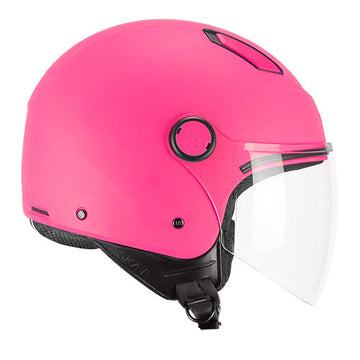 Casco da moto CGM 1LHA Luke Mono Jet Face Rosa Neon Opaco