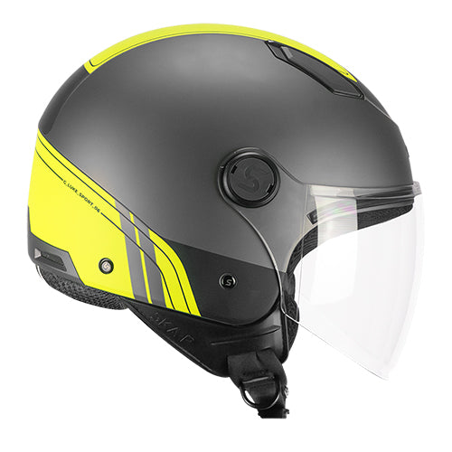 Casco da moto jet CGM 1LHG Luke Sport Antracite Giallo / Fluo Satinato