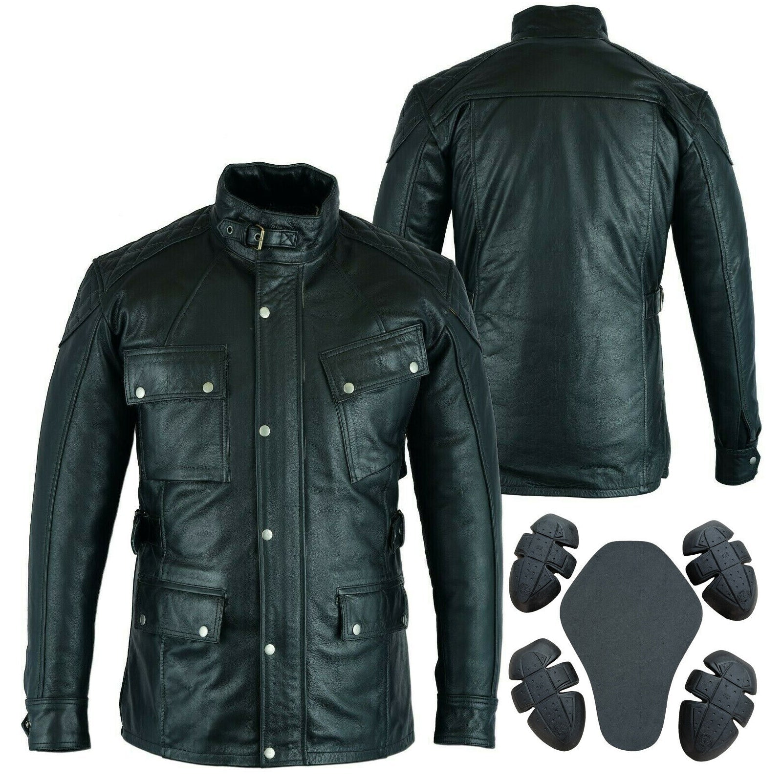 Mens Motorcycle Waxed Leather Jacket Trailmaster 2.0 Black