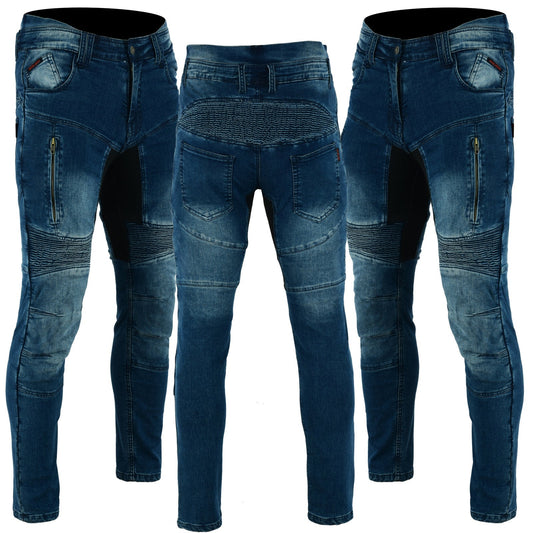 Jeans elasticizzati Carlton Motorcycle da uomo foderati in Kevlar blu