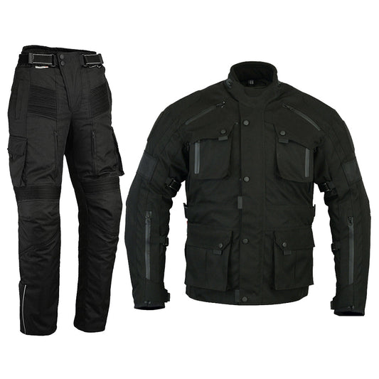 Tuta da motociclista da uomo, 2 pezzi, giacca impermeabile con pantaloni cargo