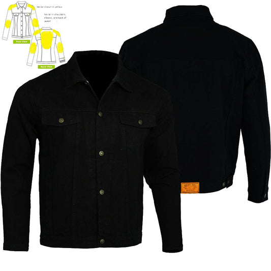 Giacca da motociclista da uomo Jack in denim foderata con Kevlar, nera