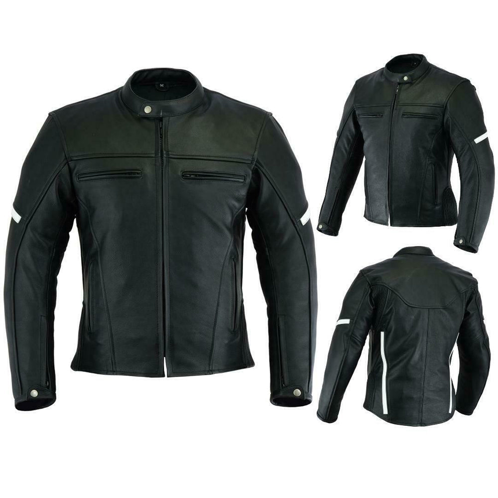 Mens Motorcycle Leather Jacket Warrior Sports Dainese Styling Black