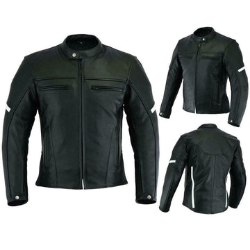 Mens Motorcycle Leather Jacket Warrior Sports Dainese Styling Black