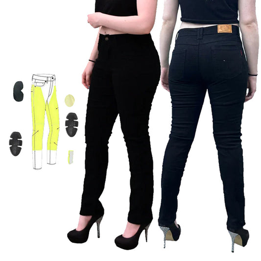 Jeans da moto Storm da donna foderati in Kevlar, neri