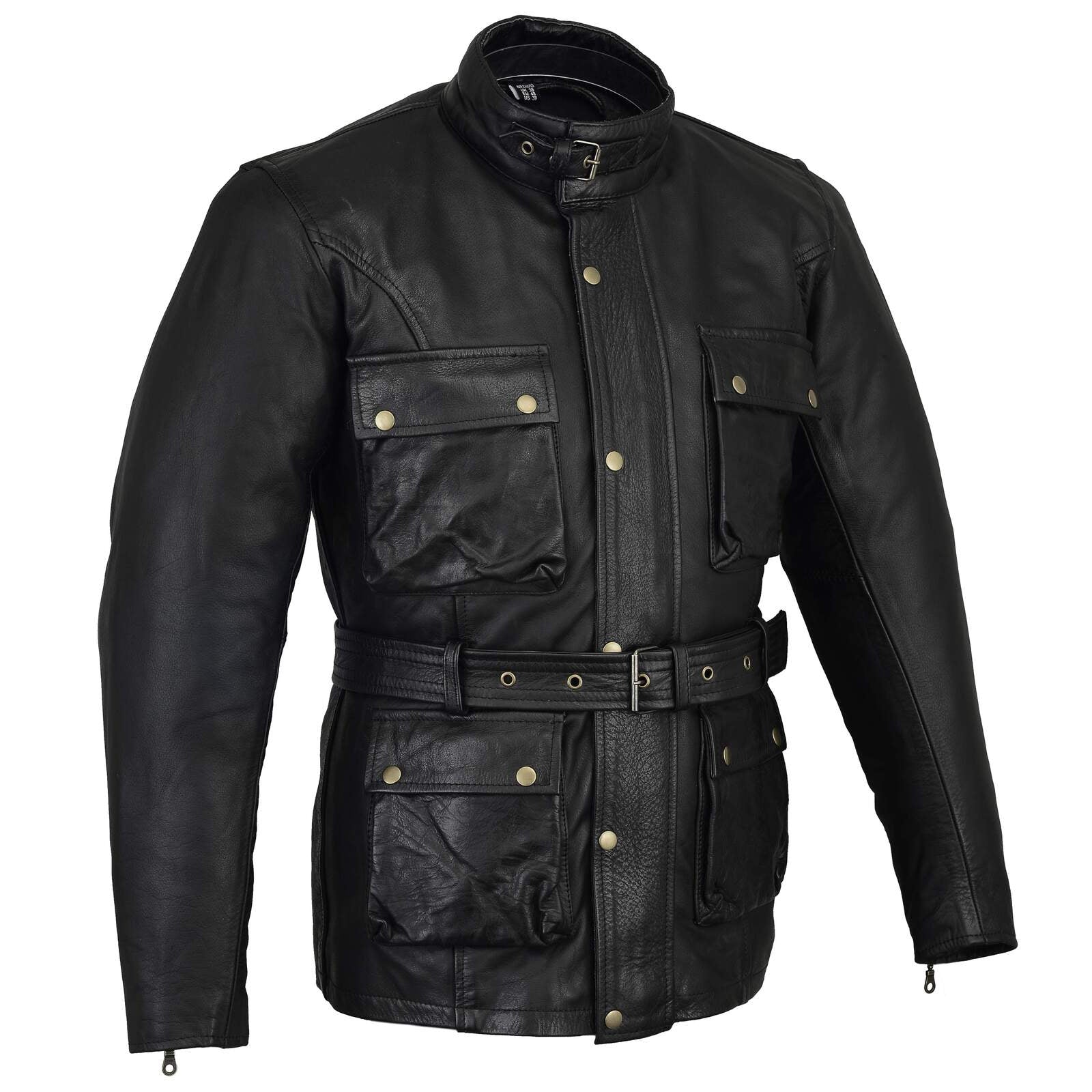 Motorcycle Leather Jacket Trail Master Waxed Belstaff Style Black