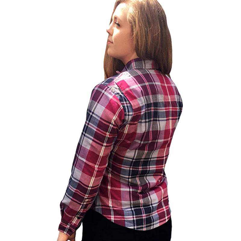 Brat Ladies Motorcycle Flannel Lined with Kevlar Shirts Pink/Grey