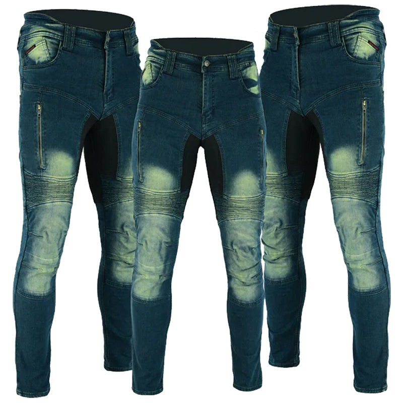 Mens Carlton Motorcycle Lined with Kevlar Stretch Jeans Vintage