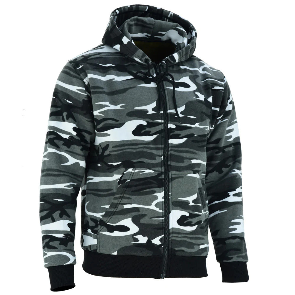Alpha Motorcycle Hoodie Lined with Kevlar Camo Grey