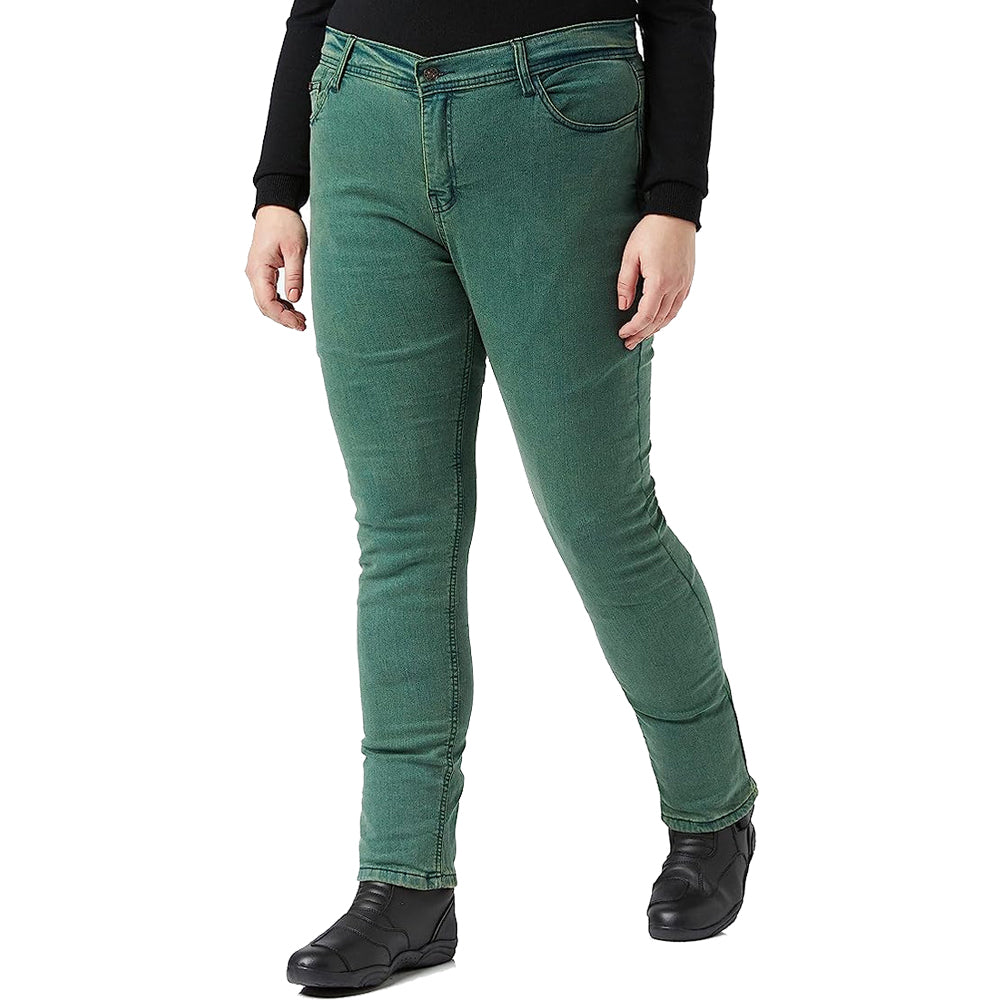 New Ladies Stretch Kevlar Lined Protective Motorcycle Jeans with Removable CE 1621-1 Armour