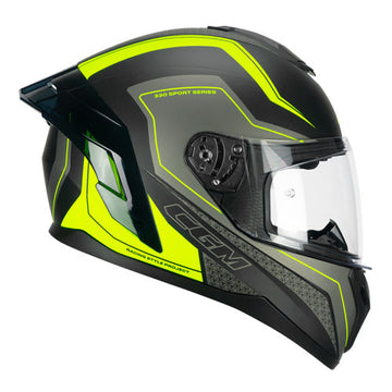 Casco integrale da moto CGM 330G Riot Sport Nero / Giallo / Fluorescente Opaco