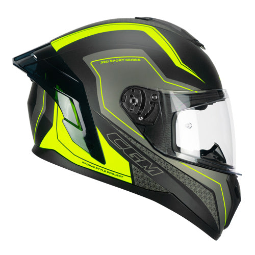 Casco integrale da moto CGM 330G Riot Sport Nero / Giallo / Fluorescente Opaco