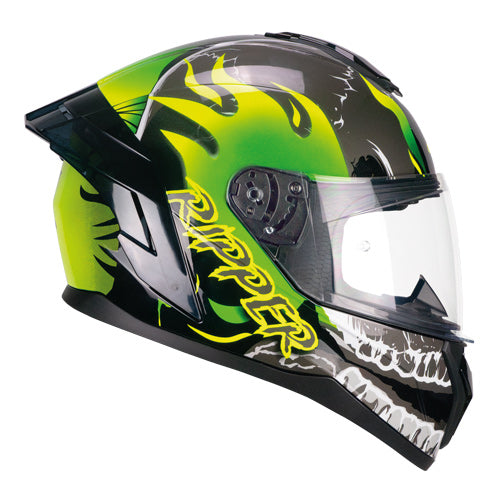 Casco integrale da moto CGM 330R Riot Ripper Nero / Verde / Giallo Fluorescente Lucido