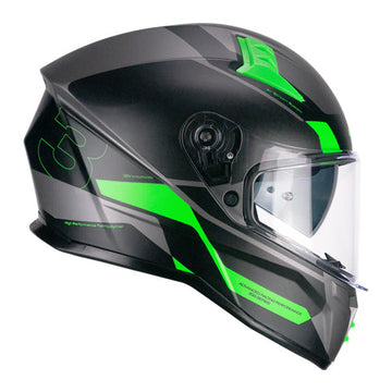 Casco integrale da moto CGM 333G Onyx Sport, opaco fluorescente / grigio / verde