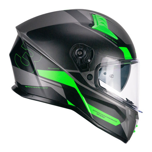 Casco integrale da moto CGM 333G Onyx Sport, opaco fluorescente / grigio / verde