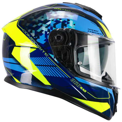 Casco integrale da moto CGM 360S Kad Race Blu / Fluo / Giallo