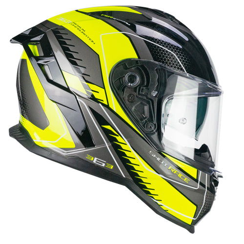 Casco integrale da moto CGM 363G Shot Race Nero Giallo Fluo
