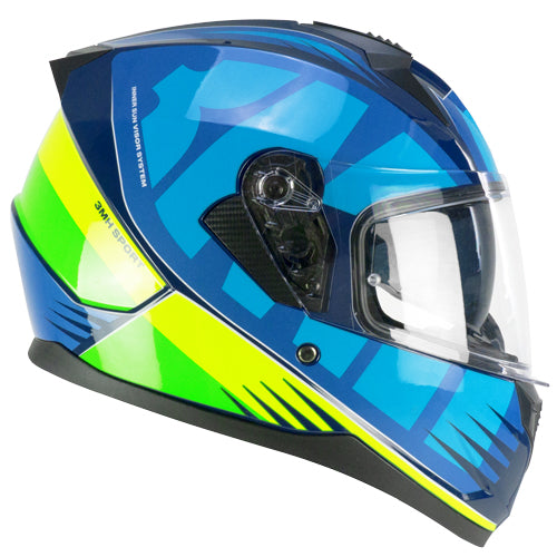 Casco integrale da moto CGM 3MHG Speeder Sport Blu / Fluo / Giallo