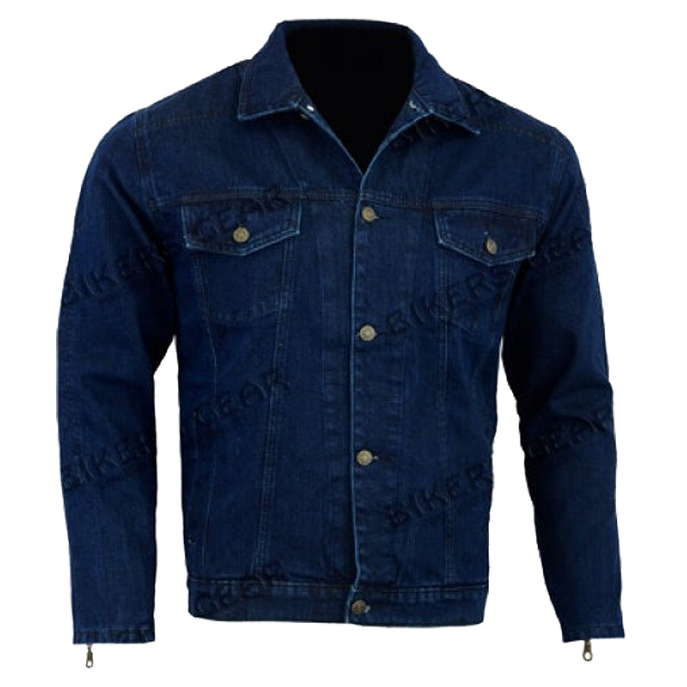 Mens Jack Motorcycle Denim Lined with Kevlar Jacket Blue