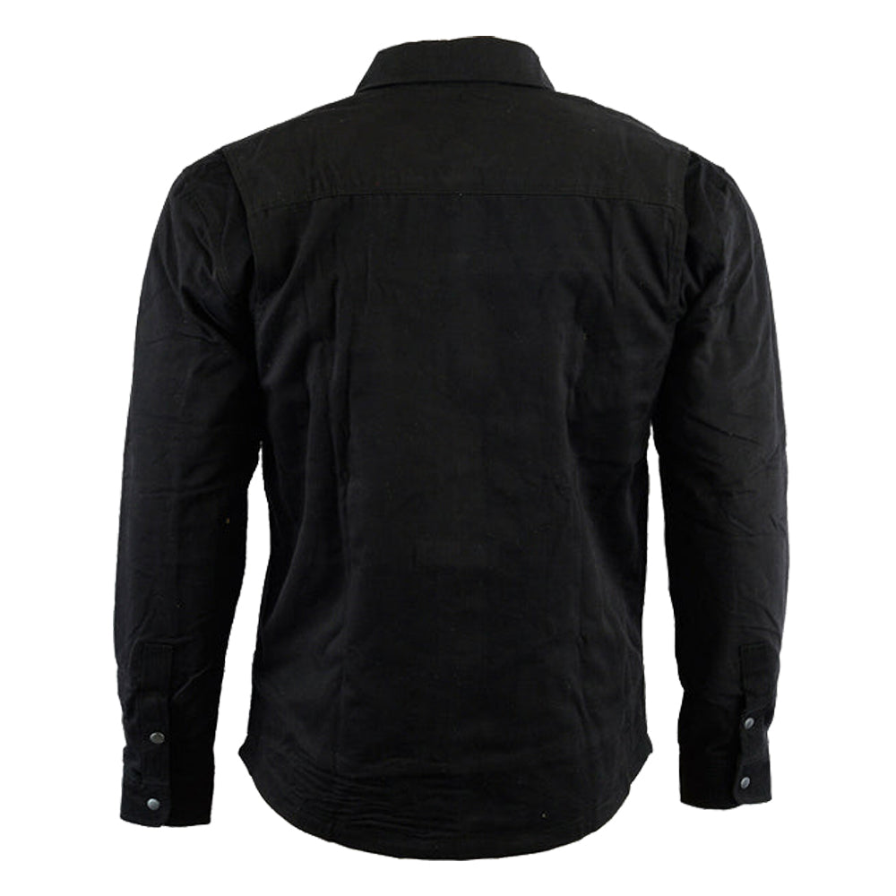 Mens Tracer Motorcycle Flannel Lined with Kevlar Shirts Solid Black