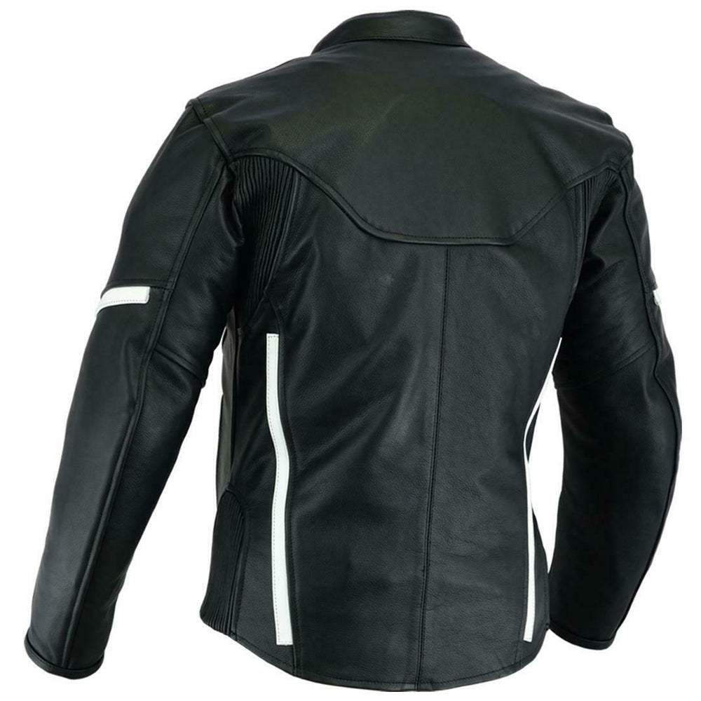 Mens Motorcycle Leather Jacket Warrior Sports Dainese Styling Black