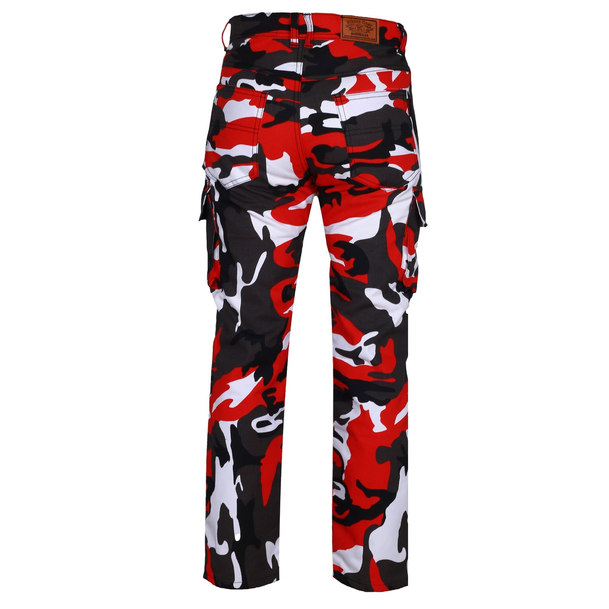 Robin Mens Motorcycle Lined with Kevlar Cargo Pants Red/Camo