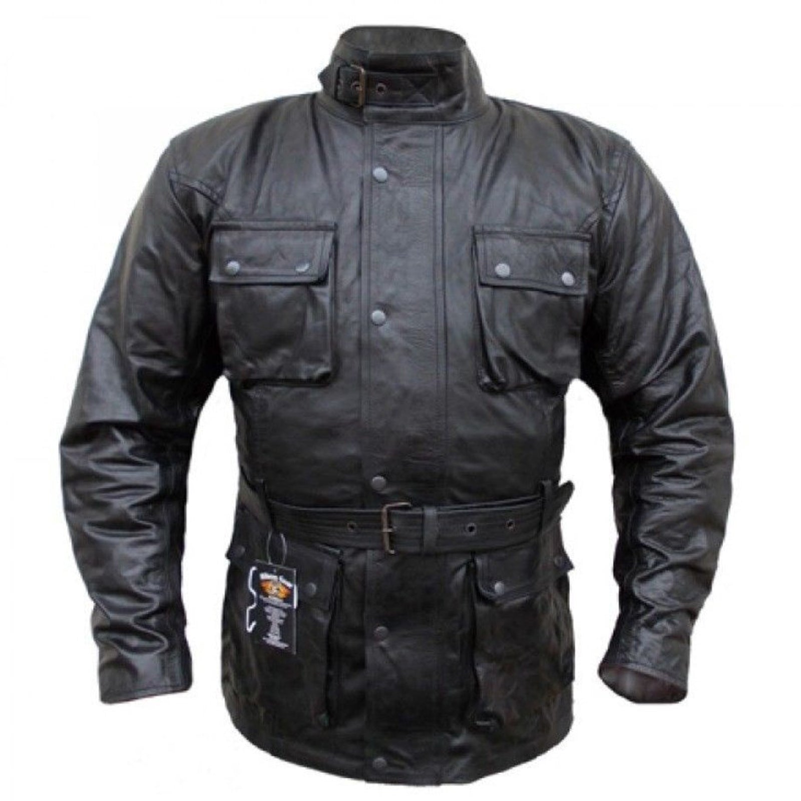 Motorcycle Leather Jacket Trail Master Waxed Belstaff Style Black