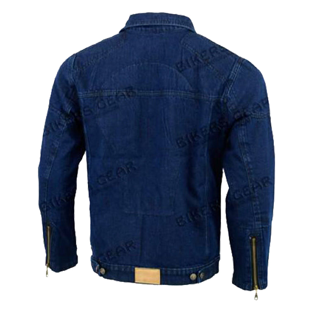 Mens Jack Motorcycle Denim Lined with Kevlar Jacket Blue