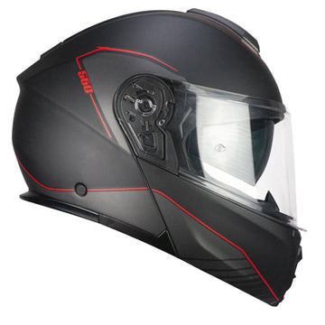 CGM 560G Mad Ride Modular Motorcycle Helmet Black / Red Matt