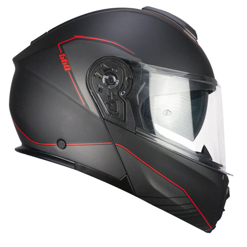 Casco da moto modulare CGM 560G Mad Ride Nero / Rosso Opaco